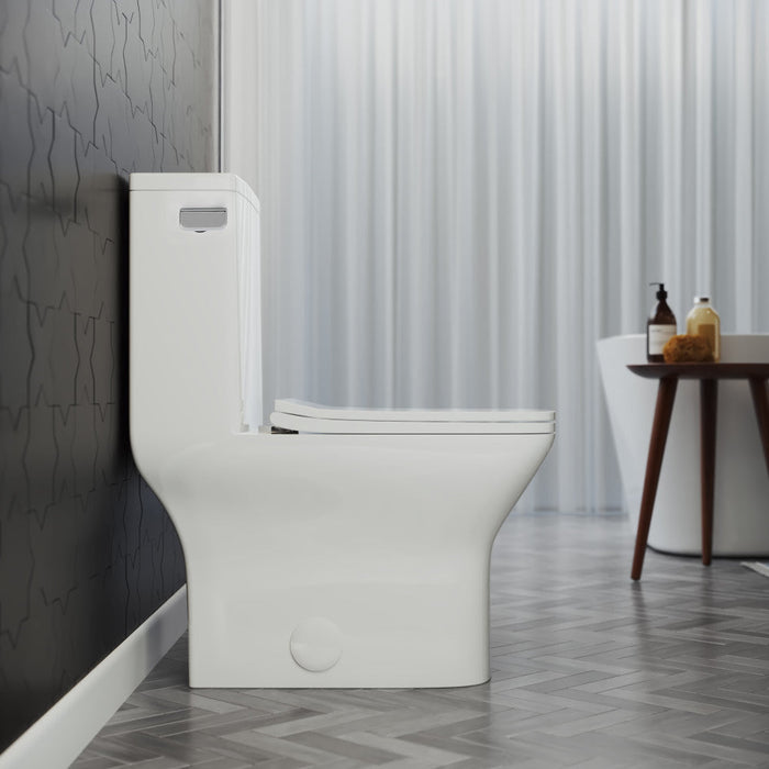 Swiss Madison Carre One-Piece Square Toilet Left Side Flush Handle Toilet 1.28 gpf - SM-1T258