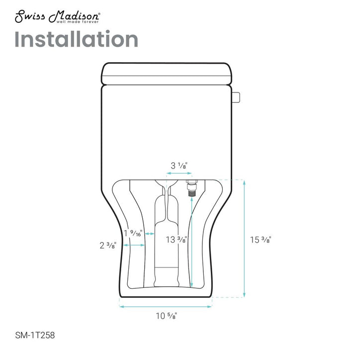 Swiss Madison Carre One-Piece Square Toilet Left Side Flush Handle Toilet 1.28 gpf - SM-1T258