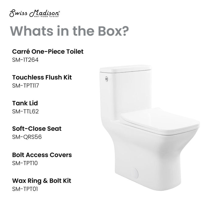 Swiss Madison Carre One-Piece Square Toilet Dual-Flush 1.1/1.6 gpf, Touchless - SM-1T264