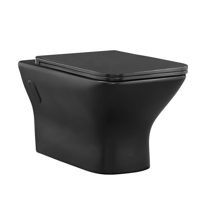 Swiss Madison Carre Wall-Hung Elongated Toilet Bowl in Matte Black - SM-WT455MB