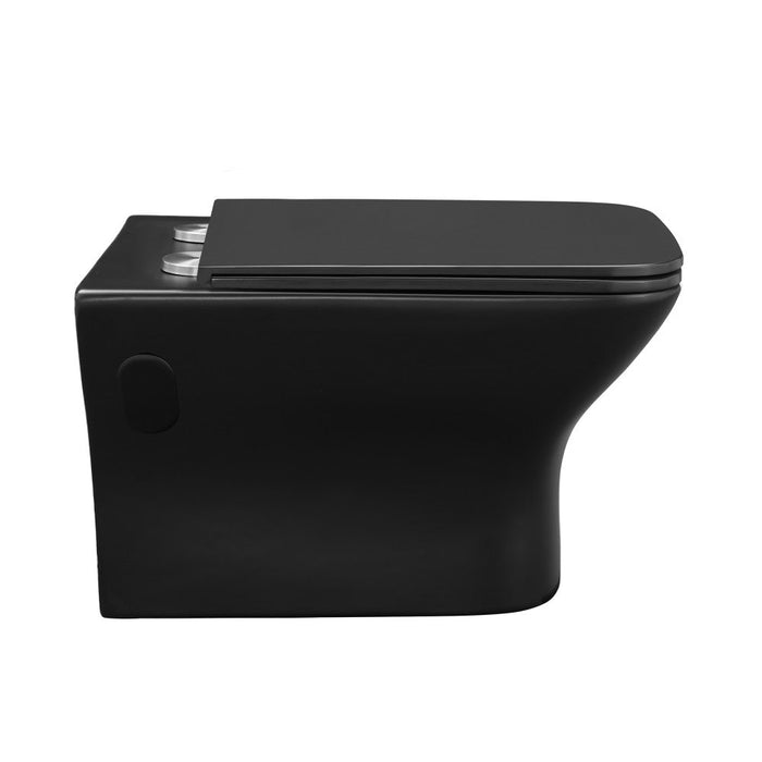 Swiss Madison Carre Wall-Hung Elongated Toilet Bowl in Matte Black - SM-WT455MB