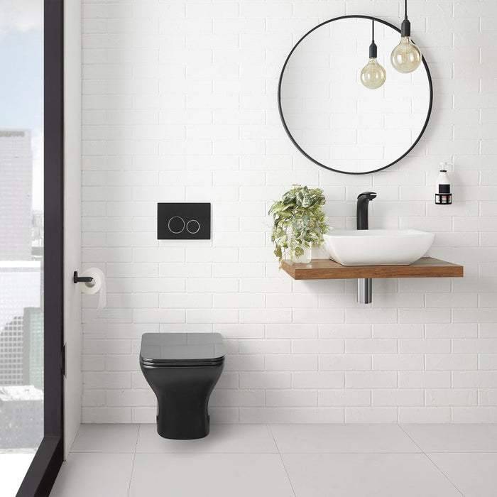 Swiss Madison Carre Wall-Hung Elongated Toilet Bowl in Matte Black - SM-WT455MB