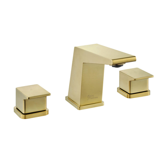 Swiss Madison Carre 8 in. Widespread, 2-Handle, Bathroom Faucet in Brushed Gold - SM-BF32BG