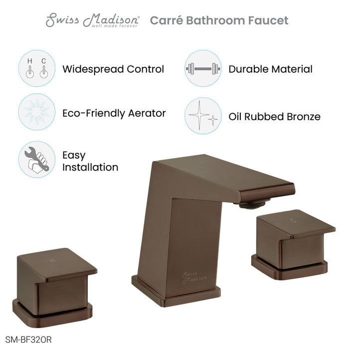 Swiss Madison Carre 8 in. Widespread, 2-Handle, Bathroom Faucet in Oil Rubbed Bronze - SM-BF32OR