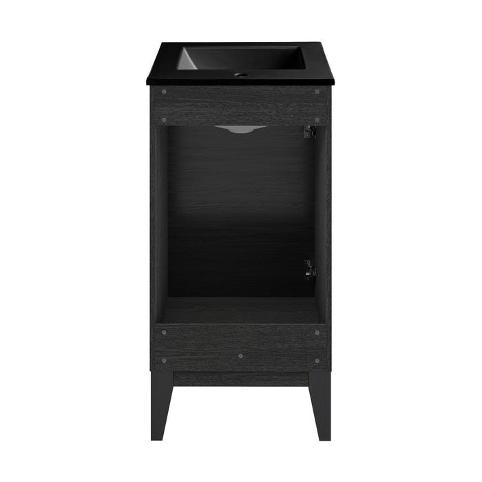 Swiss Madison Cascade 18 in. Black Oak Bathroom Vanity With Black Ceramic Sink Top - SM-BV560BMB