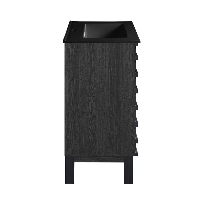 Swiss Madison Cascade 18 in. Black Oak Bathroom Vanity With Black Ceramic Sink Top - SM-BV560BMB