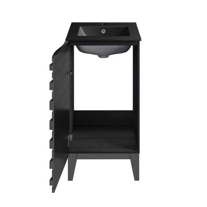 Swiss Madison Cascade 18 in. Black Oak Bathroom Vanity With Black Ceramic Sink Top - SM-BV560BMB