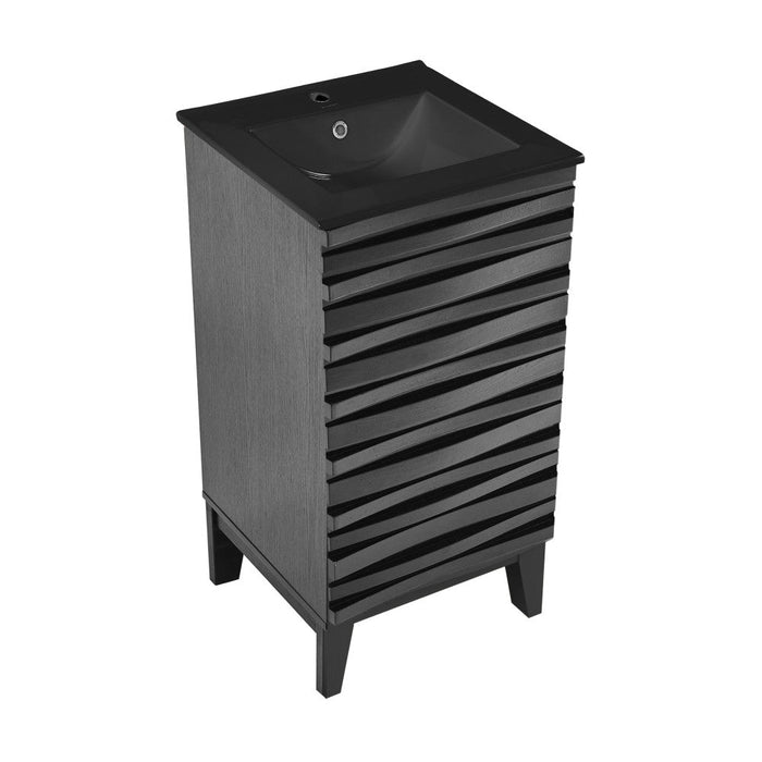 Swiss Madison Cascade 18 in. Black Oak Bathroom Vanity With Black Ceramic Sink Top - SM-BV560BMB