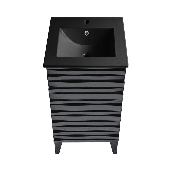 Swiss Madison Cascade 18 in. Black Oak Bathroom Vanity With Black Ceramic Sink Top - SM-BV560BMB