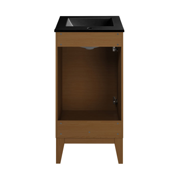 Swiss Madison Cascade 18 in. Brown Oak Bathroom Vanity With Black Ceramic Sink Top - SM-BV560WNMB