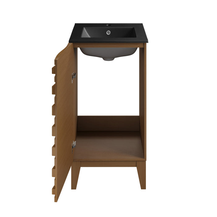 Swiss Madison Cascade 18 in. Brown Oak Bathroom Vanity With Black Ceramic Sink Top - SM-BV560WNMB