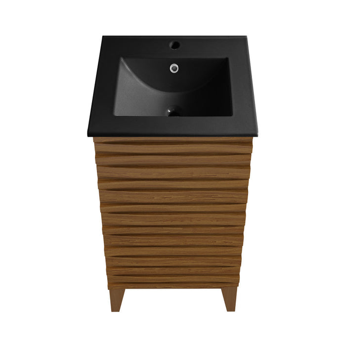 Swiss Madison Cascade 18 in. Brown Oak Bathroom Vanity With Black Ceramic Sink Top - SM-BV560WNMB