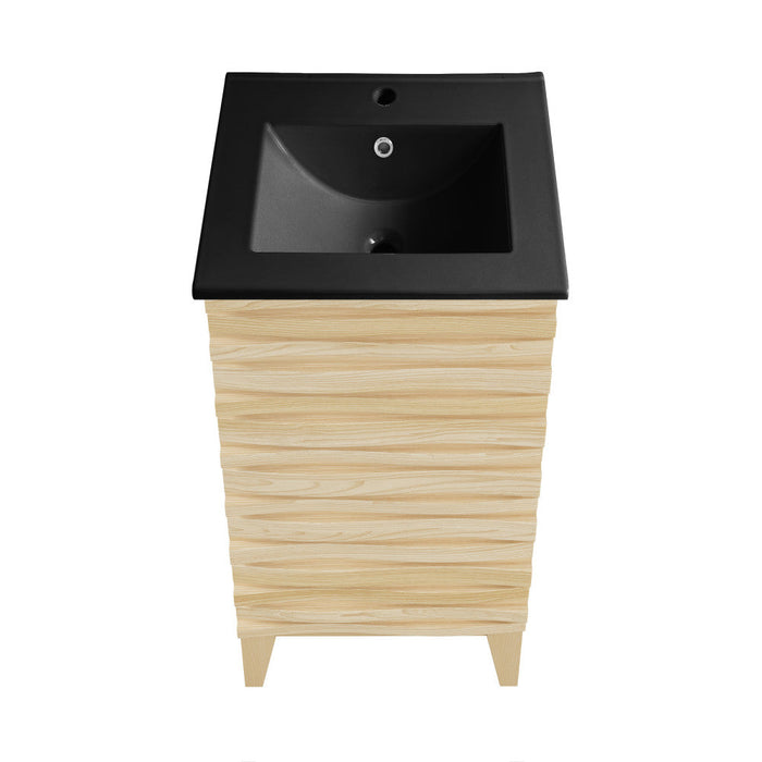 Swiss Madison Cascade 18 in. Natural Oak Bathroom Vanity With Black Ceramic Sink Top - SM-BV560MB