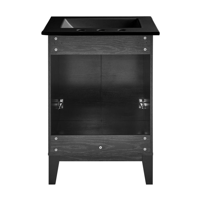 Swiss Madison Cascade 24 in. Black Oak Bathroom Vanity With Black, 3-Hole Ceramic Sink Top - SM-BV470B-3MB