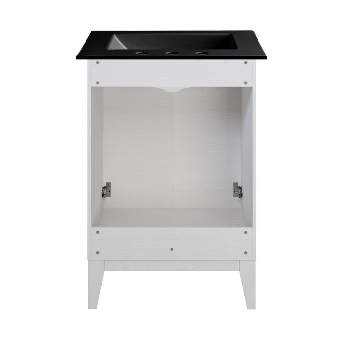 Swiss Madison Cascade 24 in. White Oak Bathroom Vanity With Black, 3-Hole Ceramic Sink Top - SM-BV470W-3MB