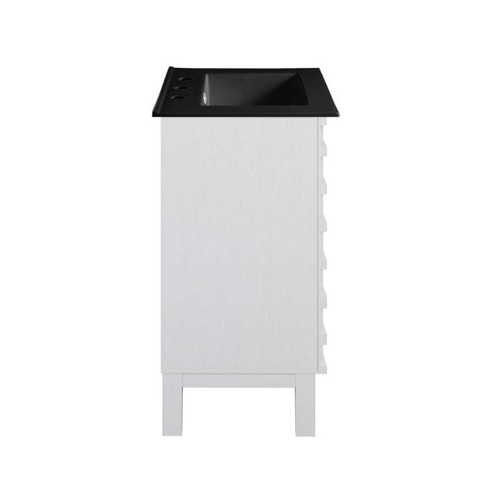 Swiss Madison Cascade 24 in. White Oak Bathroom Vanity With Black, 3-Hole Ceramic Sink Top - SM-BV470W-3MB