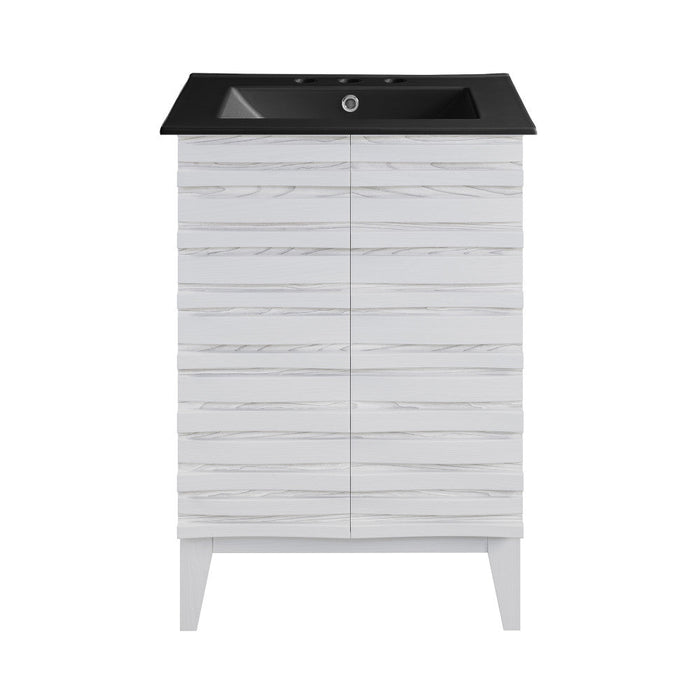 Swiss Madison Cascade 24 in. White Oak Bathroom Vanity With Black, 3-Hole Ceramic Sink Top - SM-BV470W-3MB