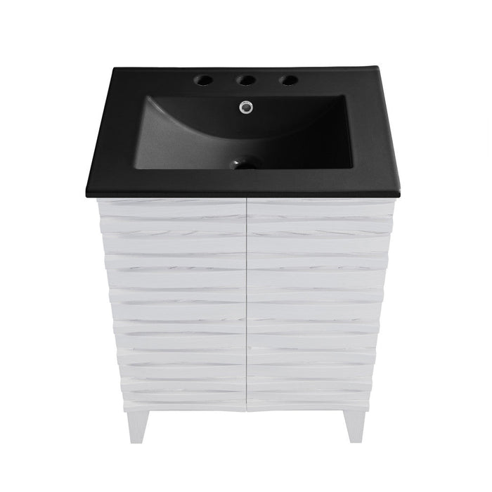 Swiss Madison Cascade 24 in. White Oak Bathroom Vanity With Black, 3-Hole Ceramic Sink Top - SM-BV470W-3MB