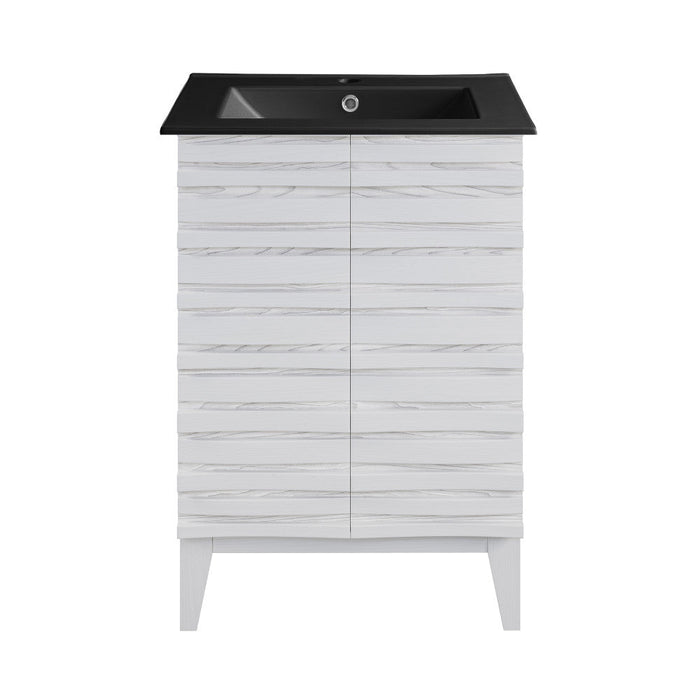 Swiss Madison Cascade 24 in. White Oak Bathroom Vanity With Black Ceramic Sink Top - SM-BV470WMB