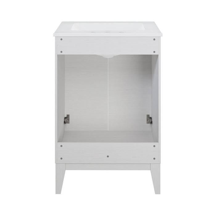 Swiss Madison Cascade 24 in. White Oak Bathroom Vanity With White, 3-Hole Ceramic Sink Top - SM-BV470W-3