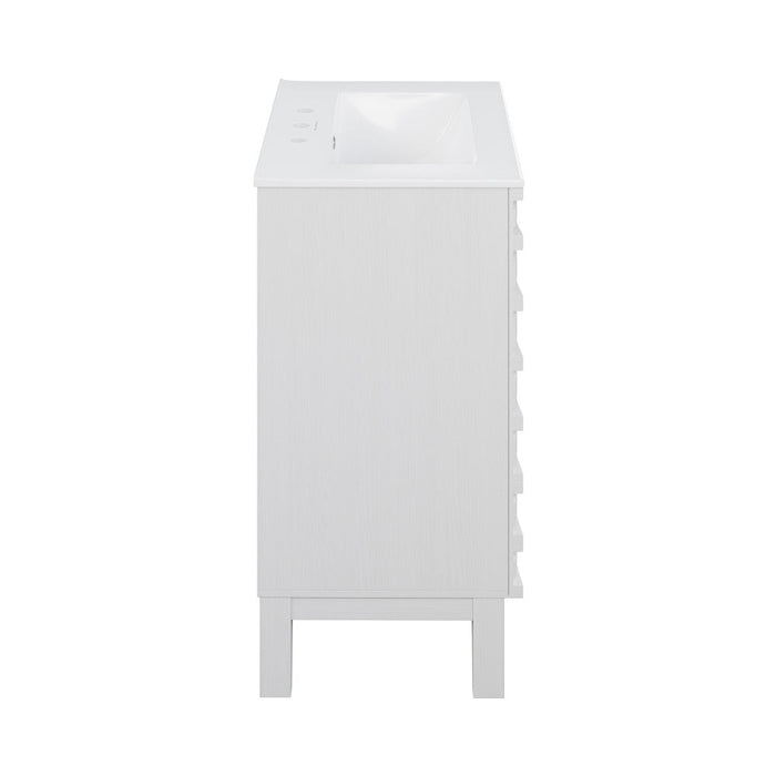 Swiss Madison Cascade 24 in. White Oak Bathroom Vanity With White, 3-Hole Ceramic Sink Top - SM-BV470W-3