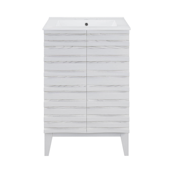 Swiss Madison Cascade 24 in. White Oak Bathroom Vanity With White, 3-Hole Ceramic Sink Top - SM-BV470W-3