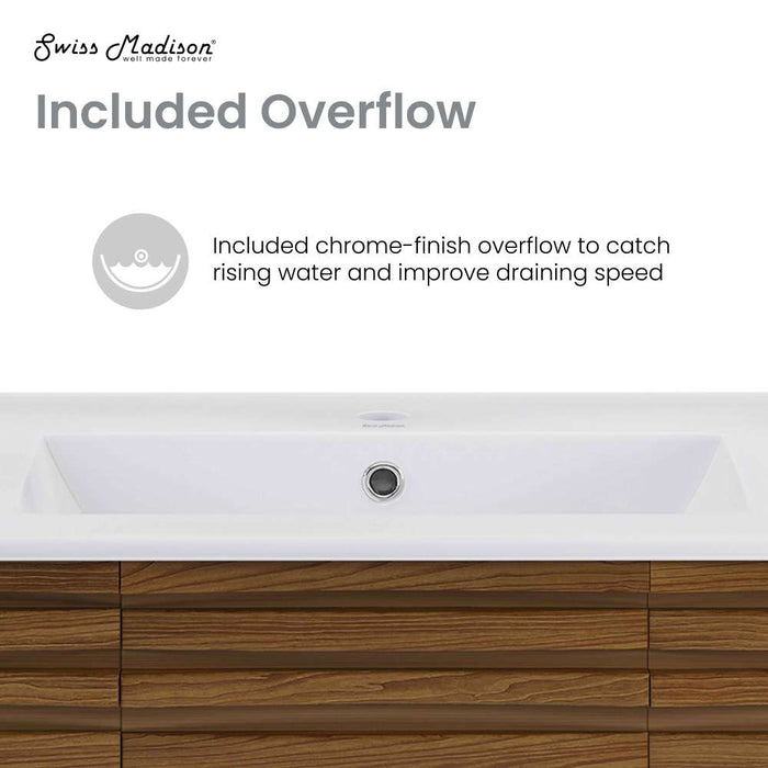 Swiss Madison Cascade 36" Brown oak Bath Vanity With White Ceramic Sink Top - SM-BV471BK