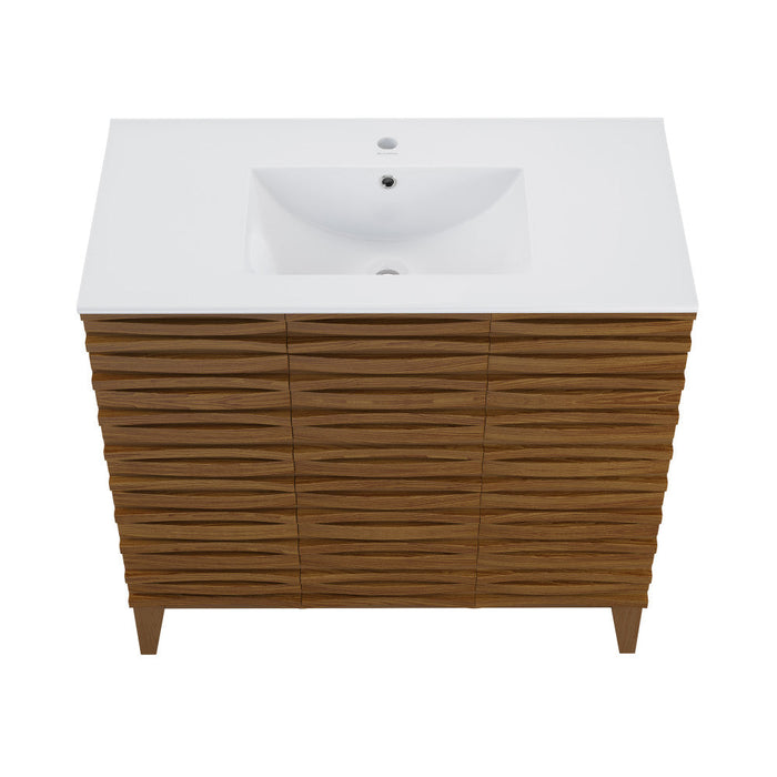 Swiss Madison Cascade 36" Brown oak Bath Vanity With White Ceramic Sink Top - SM-BV471BK