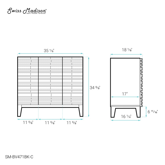 Swiss Madison Cascade 36'' Bathroom Vanity in Brown Oak - Cabinet - SM-BV471BK-C