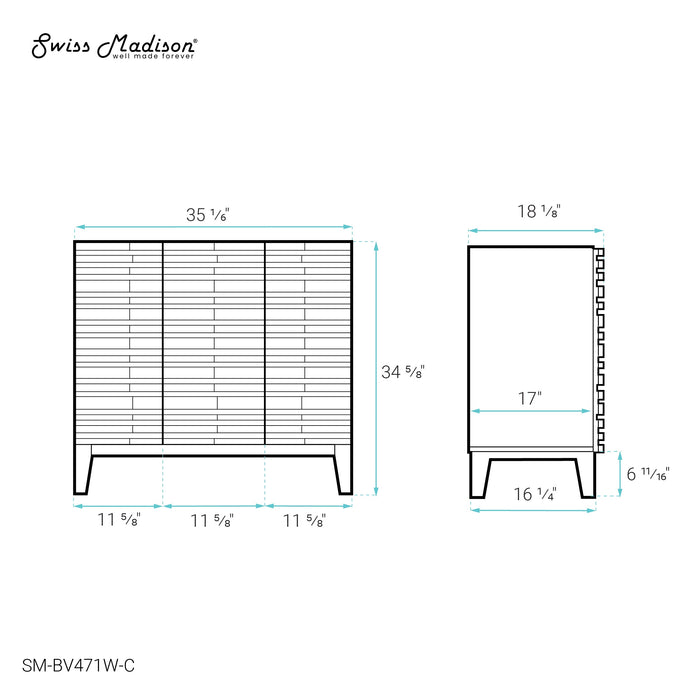 Swiss Madison Cascade 36'' Bathroom Vanity in White - Cabinet - SM-BV471W-C