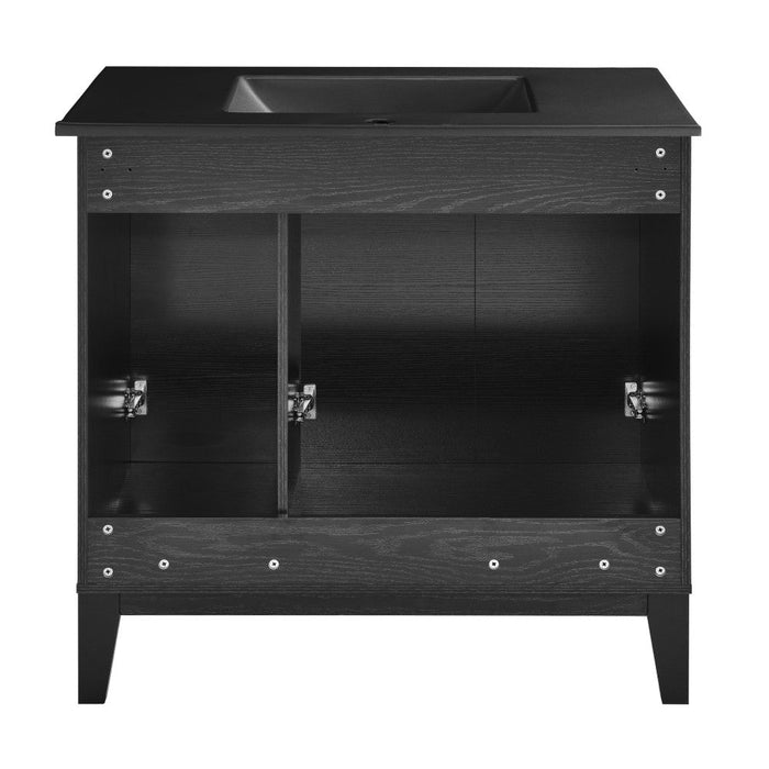 Swiss Madison Cascade 36 in. Black Oak Bathroom Vanity With Black Ceramic Sink Top - SM-BV471BMB