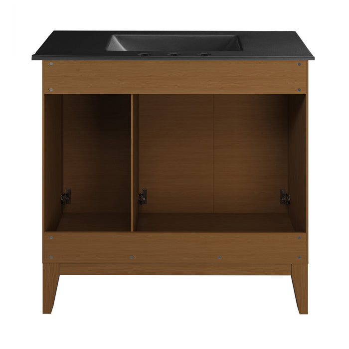 Swiss Madison Cascade 36 in. Brown oak Bathroom Vanity With Black, 3-Hole Ceramic Sink Top - SM-BV471BK-3MB