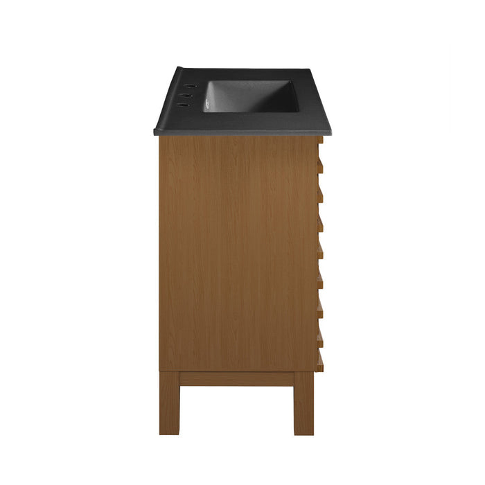 Swiss Madison Cascade 36 in. Brown oak Bathroom Vanity With Black, 3-Hole Ceramic Sink Top - SM-BV471BK-3MB