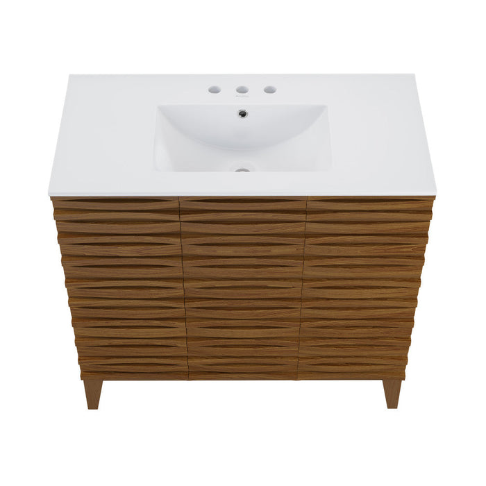 Swiss Madison Cascade 36 in. Brown oak Bathroom Vanity With White, 3-Hole Ceramic Sink Top - SM-BV471BK-3