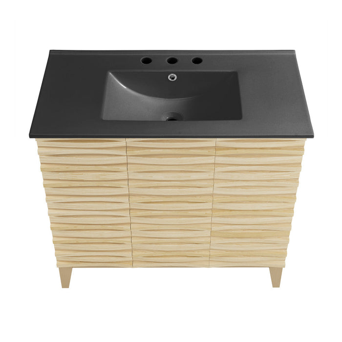 Swiss Madison Cascade 36 in. Natural oak Bathroom Vanity With Black, 3-Hole Ceramic Sink Top - SM-BV471-3MB