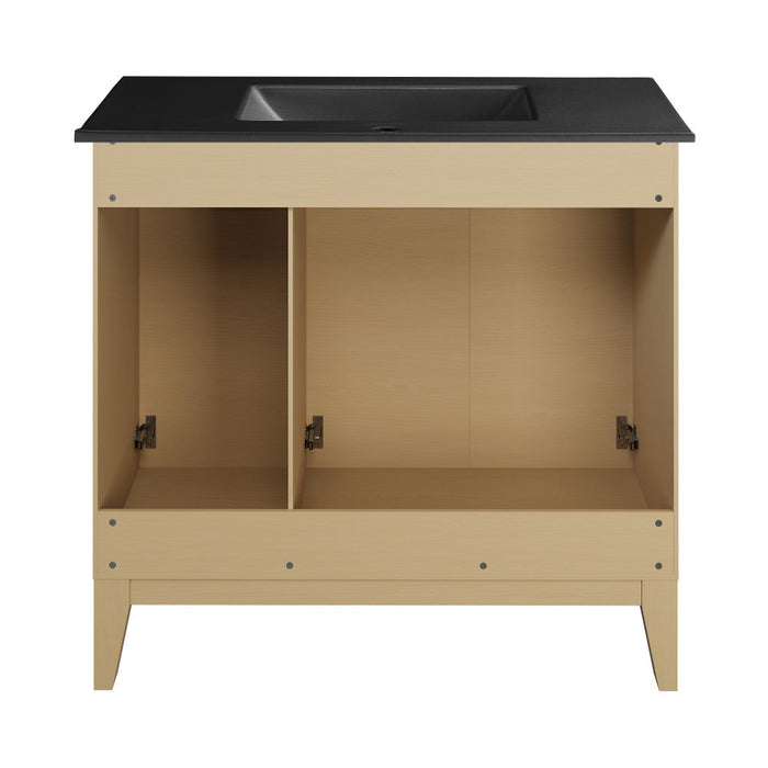 Swiss Madison Cascade 36 in. Natural oak Bathroom Vanity With Black Ceramic Sink Top - SM-BV471MB