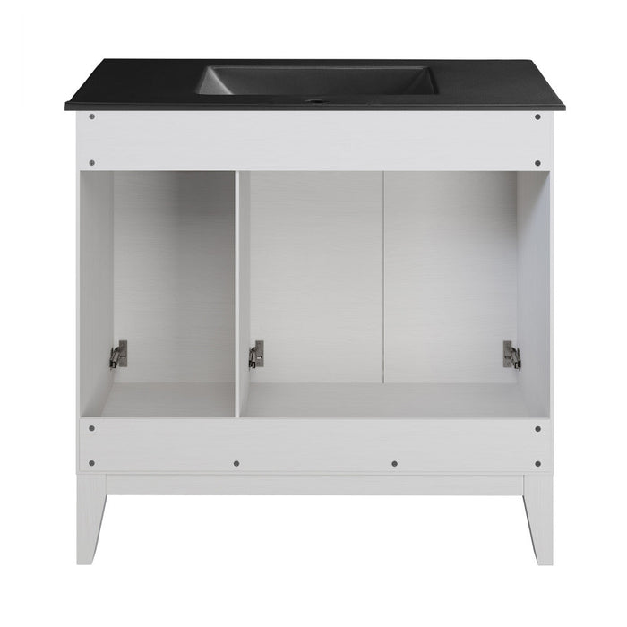 Swiss Madison Cascade 36 in. White Oak Bathroom Vanity With Black Ceramic Sink Top - SM-BV471WMB