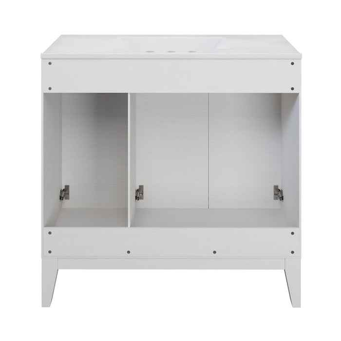 Swiss Madison Cascade 36 in. White Oak Bathroom Vanity With White, 3-Hole Ceramic Sink Top - SM-BV471W-3