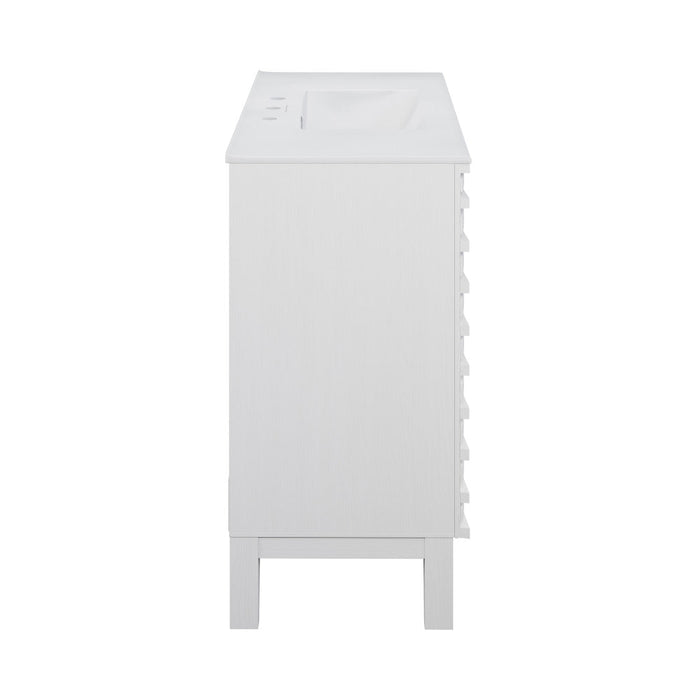 Swiss Madison Cascade 36 in. White Oak Bathroom Vanity With White, 3-Hole Ceramic Sink Top - SM-BV471W-3