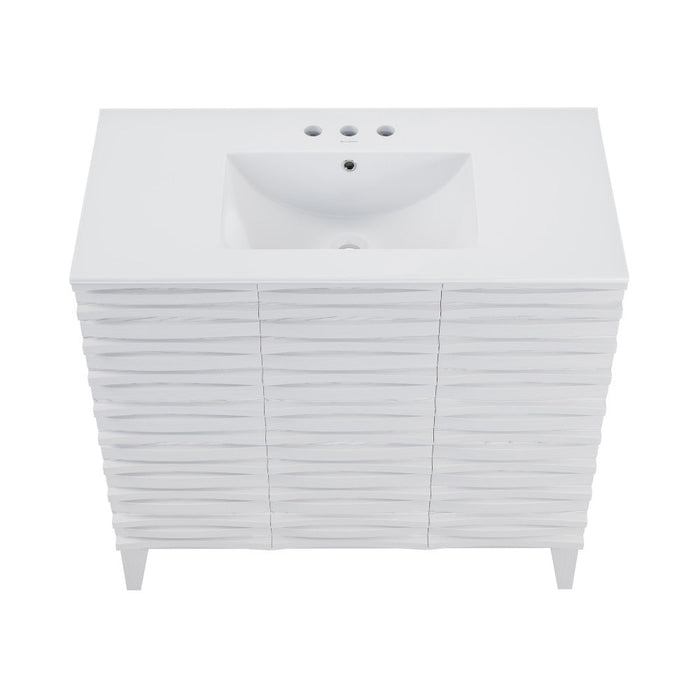 Swiss Madison Cascade 36 in. White Oak Bathroom Vanity With White, 3-Hole Ceramic Sink Top - SM-BV471W-3