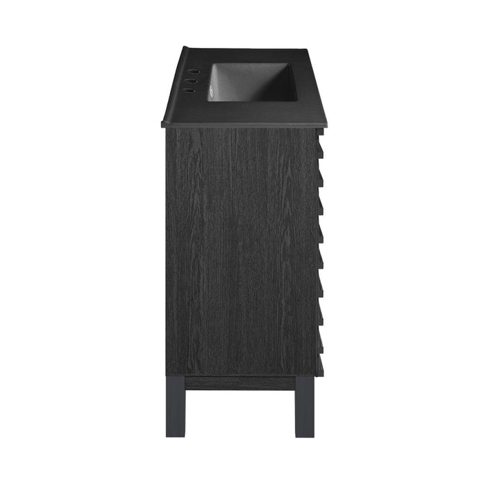 Swiss Madison Cascade 48 in. Black Oak Bathroom Vanity With Black, 3-Hole Ceramic Sink Top - SM-BV557B-3MB