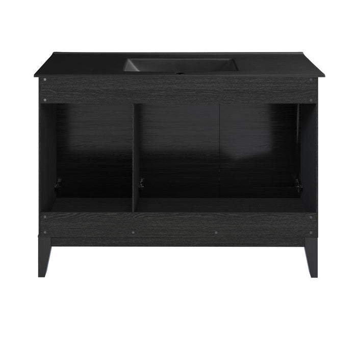 Swiss Madison Cascade 48 in. Black Oak Bathroom Vanity With Black Ceramic Sink Top - SM-BV557BMB