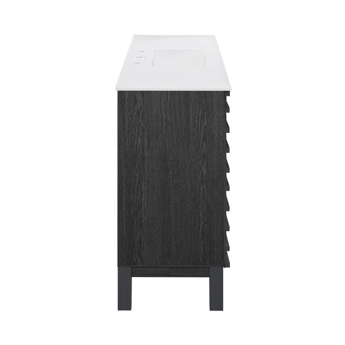 Swiss Madison Cascade 48 in. Black Oak Bathroom Vanity With White, 3-Hole Ceramic Sink Top - SM-BV557B-3