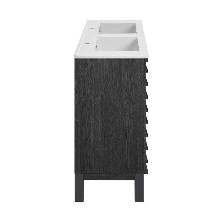 Swiss Madison Cascade 48 in. Black Oak, Double Basin Bathroom Vanity With White Ceramic Sink Top - SM-BV557BD