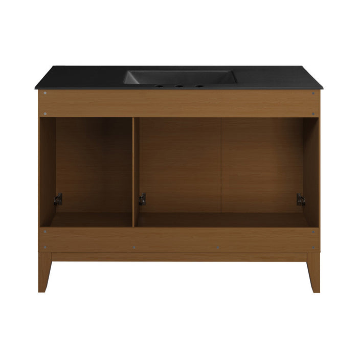 Swiss Madison Cascade 48 in. Brown Oak Bathroom Vanity With Black, 3-Hole Ceramic Sink Top - SM-BV557WN-3MB