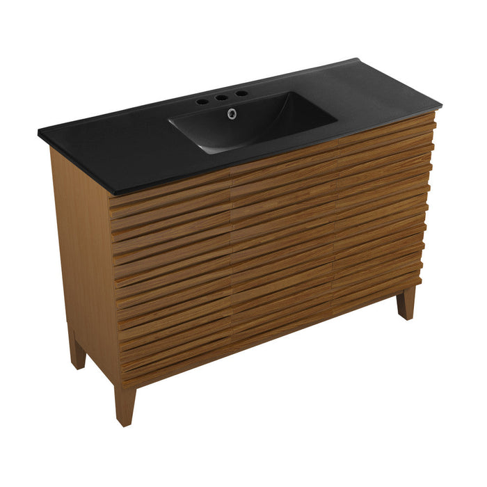 Swiss Madison Cascade 48 in. Brown Oak Bathroom Vanity With Black, 3-Hole Ceramic Sink Top - SM-BV557WN-3MB