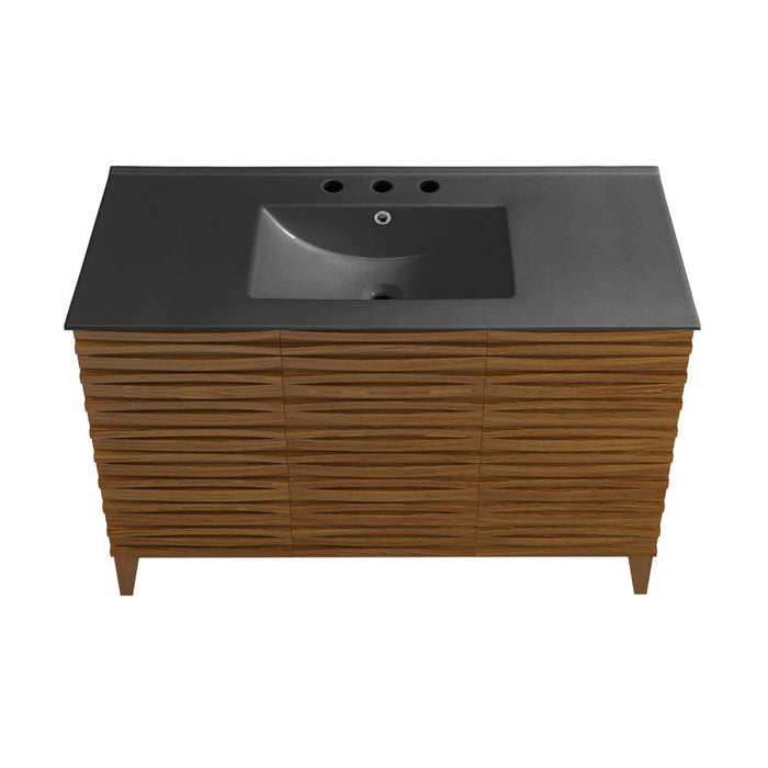 Swiss Madison Cascade 48 in. Brown Oak Bathroom Vanity With Black, 3-Hole Ceramic Sink Top - SM-BV557WN-3MB