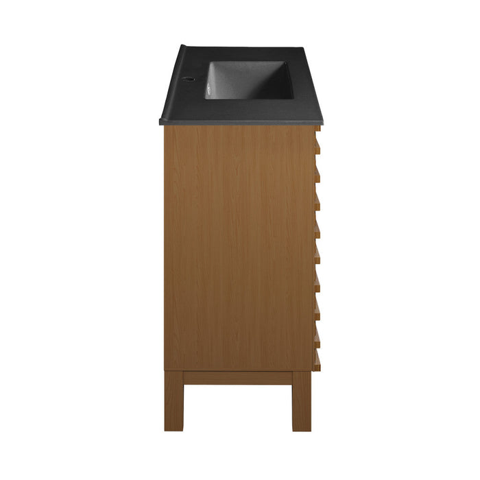 Swiss Madison Cascade 48 in. Brown Oak Bathroom Vanity With Black Ceramic Sink Top - SM-BV557WNMB