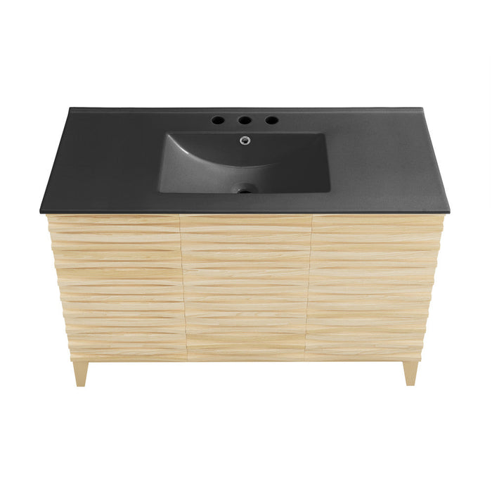 Swiss Madison Cascade 48 in. Natural Oak Bathroom Vanity With Black, 3-Hole Ceramic Sink Top - SM-BV557-3MB