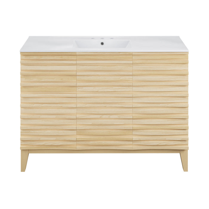 Swiss Madison Cascade 48 in. Natural Oak Bathroom Vanity With White, 3-Hole Ceramic Sink Top - SM-BV557-3